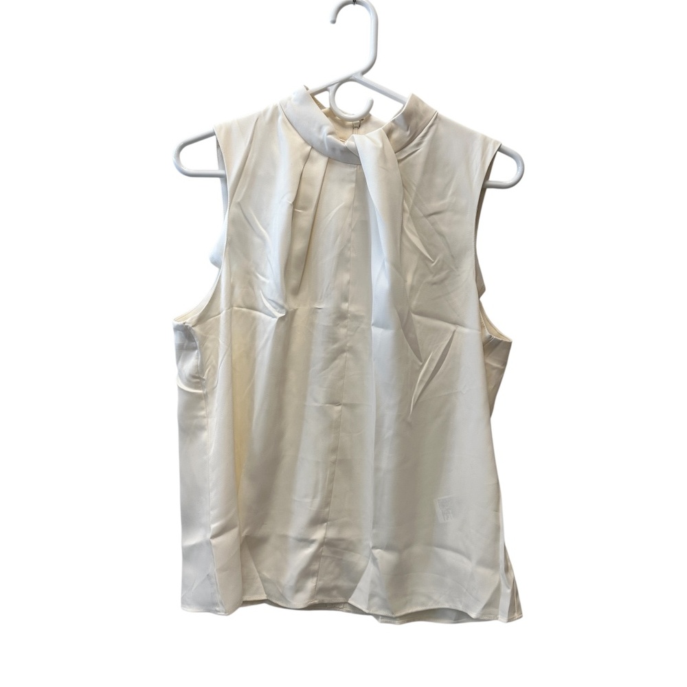 NWT Banana Republic Cream SS Twist Neck Snowday Sleeveless Blouse Flowy Size L